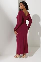 YOURS LONDON Plus Size Berry Red Knot Front Maxi Dress | Yours Clothing 2