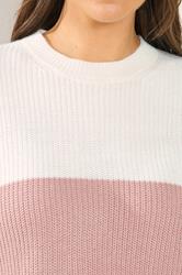 YOURS Plus Size Pink & Cream Colourblock Stripe Jumper | Yours Clothing 4