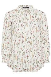 YOURS Curve Ivory White Floral Sequin Embellished Tie Neck Blouse
