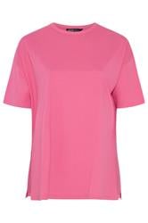 YOURS Curve Pink Side Split Relaxed Longline T-Shirt