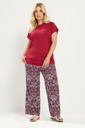 YOURS Plus Size Red Ikat Print Trousers | Yours Clothing 1
