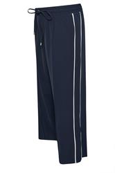 YOURS Curve Navy Blue Side Stripe Wide Leg Trousers