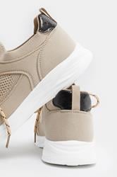 Natural Brown Knitted Trainers In Extra Wide EEE Fit | Yours Clothing 4
