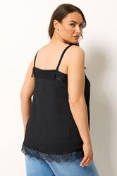 YOURS Plus Size Black Lace Detail Vest Top | Yours Clothing 2