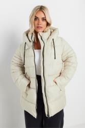 YOURS Curve Ivory White Sporty Puffer Coat | Yours Clothing 2
