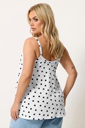 YOURS Plus Size White Polka Dot Swing Cami | Yours Clothing 2