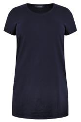 YOURS Curve Navy Blue Longline T-Shirt