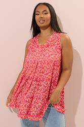 YOURS Plus Size Red Floral Pointelle Vest Top | Yours Clothing 3