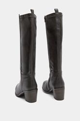 Dark Brown Real Leather Knee High Boots In Wide E Fit | Yours Clothing 4