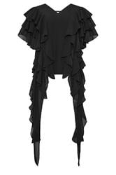 STAR Black Mesh Ruffle Blouse