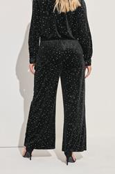 YOURS Plus Size Black Star Velour Wide Leg Trousers | Yours Clothing 2