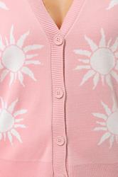 LIMITED COLLECTION Plus Size Pink Sun Balloon Sleeve Knitted Cardigan | Yours Clothing 5