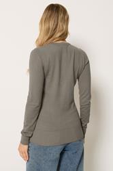 LTS Tall Mocha Brown Crew Neck Button Cardigan | Long Tall Sally 2