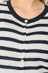 YOURS Plus Size Navy Blue Stripe Knitted Cardigan | Yours Clothing 5