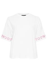 LIMITED COLLECTION Plus Size White Heart Cut Out Sleeve T-Shirt | Yours Clothing  6