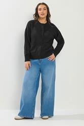 YOURS Plus Size Black Button Through Knitted Cardigan | Yours Clothing 1