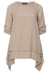 EVANS Plus Size Natural Brown Double Layer Blouse | Evans 1