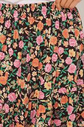 YOURS Plus Size Black Floral Tiered Skirt | Yours Clothing 4