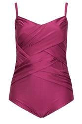 YOURS Curve Burgundy Red Super Sculpt Crossover Swimsuit