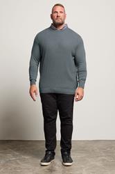 BadRhino Big & Tall Storm Blue Cable Knit Mock Shirt Jumper | BadRhino 1