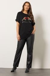 EVANS Plus Size Black Sequin Robin Christmas T-Shirt | Evans 1