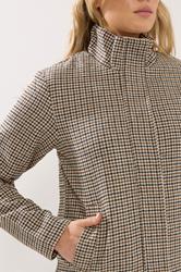 LTS Tall Brown Check Funnel Neck Coat | Long Tall Sally 5