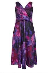 YOURS LONDON Curve Purple Abstract Print Skater Dress