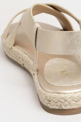 LTS Gold Espadrille Crossover Strap Sandals In Standard Fit | Long Tall Sally 4
