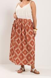 YOURS Plus Size Rust Orange Abstract Skirt 3
