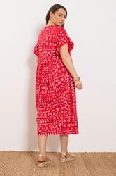 YOURS Plus Size Red Mixed Shell Midi Dress | Yours Clothing 2