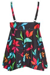 YOURS Plus Size Black Floral Print Hanky Hem Tankini Top | Yours Clothing 7