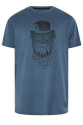KAM Big & Tall Indigo Blue Bulldog Graphic T-Shirt
