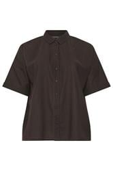 EVANS Curve Brown Cotton Boxy Collard Shirt