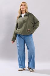 YOURS Plus Size Khaki Green Faux Suede Bomber Jacket | Yours Clothing 2