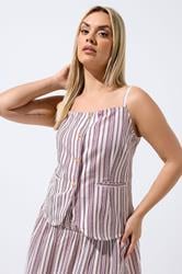 LIMITED COLLECTION Plus Size Red & White Stripe Strappy Waistcoat | Yours Clothing 3