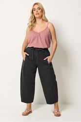 YOURS Plus Size Washed Black Crop Barrel Jeans | Yours Clothing 1