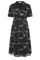 YOURS LONDON Curve Grey Blurred Floral Puff Sleeve Shirt Dress