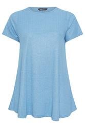 YOURS Curve Light Blue Ribbed Soft Touch T-Shirt