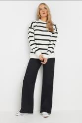 LTS Tall Ivory White Striped Button Sweatshirt | Long Tall Sally 3