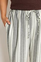YOURS Plus Size Natural Brown Stripe Linen Look Trousers | Yours Clothing 5