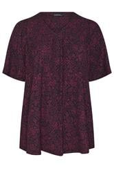 EVANS Plus Size Black & Red Ditsy Floral Top | Evans 5
