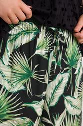 EVANS Plus Size Green Palm Print Wide Leg Trousers | Evans 4