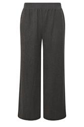 YOURS Curve Grey Wide Leg Textured Trousers