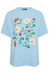 YOURS Curve Blue Floral Graphic T-Shirt