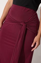 LIMITED COLLECTION Plus Size Burgundy Red Tie Maxi Skirt | Yours Clothing 7