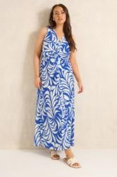 EVANS Plus Size Cobalt Blue Knot Front Maxi Dress | Evans 3