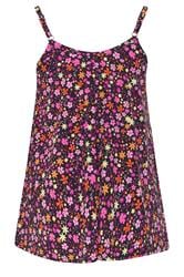 YOURS Plus Size Black & Pink Floral Ribbed Swing Vest Top | Yours Clothing 2