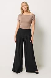 LTS Tall Women's Black Pleated Palazzo Wide Leg Trousers | Long Tall Sally 3