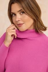 EVANS Plus Size Pink Knitted Star Roll Neck Jumper | Evans 4