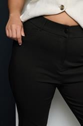 Curve Plus Size Black Bengaline Slim Leg Trousers 4